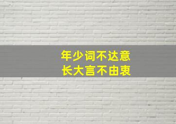 年少词不达意 长大言不由衷